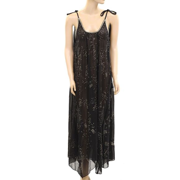 Intimately Free People A Little Shine Maxi Slip Dress Sheer Beaded S NEW 280594 - Picture 4 of 7
